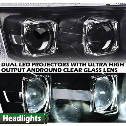 Solid Spare Dual LED Projector Headlights + Tail Lights Fit For 2009-2014 Ford F-150 Pickup