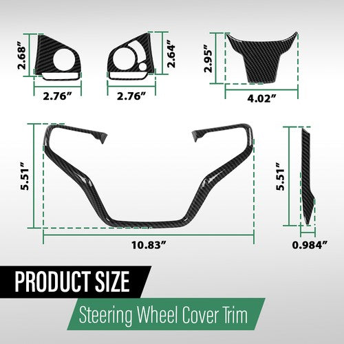 Solid Spare 6pcs Steering Wheel Cover Trim Fit For 2016-2019 Honda Civic Carbon Fiber Look