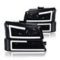 Solid Spare Smoke Headlights Bumper Lamps Fit For 03-07 Chevy Silverado Avalanche w/ LED DRL