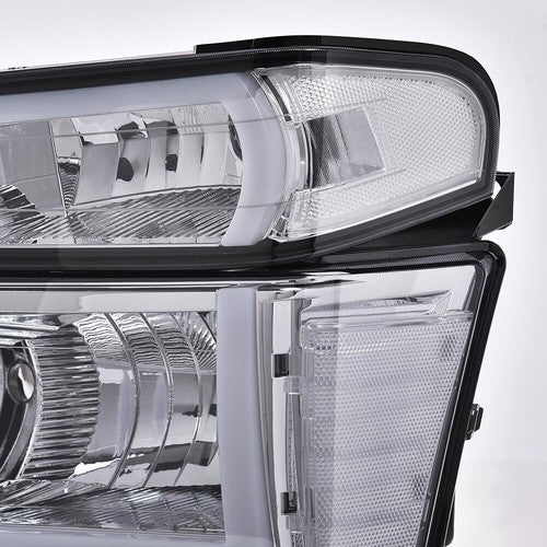 Solid Spare Fit For 2004-2012 GMC Colorado Canyon Smoked/Clear LED DRL Headlight Lamps