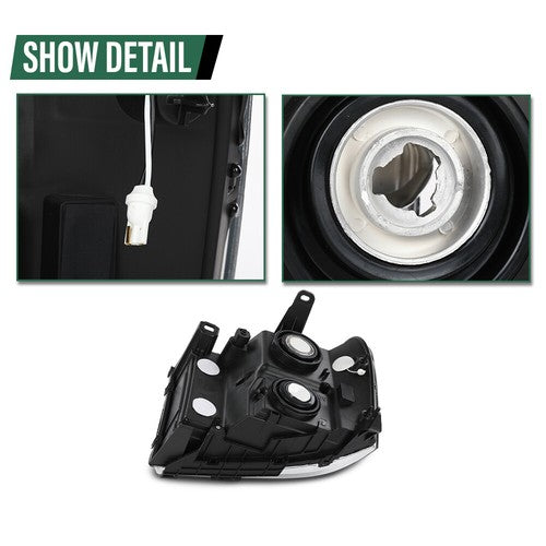 Solid Spare Clear/Chrome LED DRL Headlights Fit For 2007-2013 GMC Sierra 1500 2500 3500HD