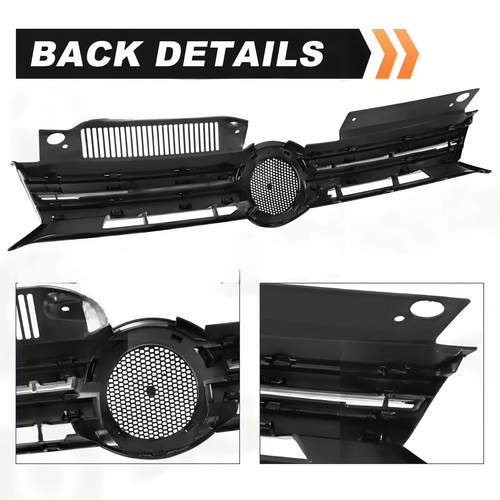 For 2010 2011-2014 VW Volkswagen Golf MK6 GTI Jetta Sportwagen Upper Black Grill