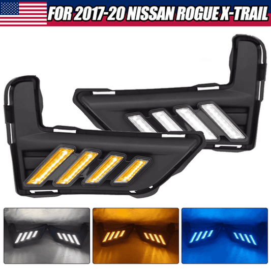 Solid Spare For 2017-2020 Nissan Rogue LED DRL Bumper Turn signal sequential Fog Light Pair