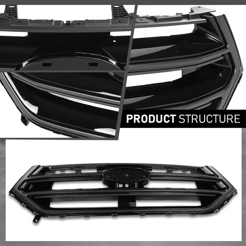 Solid Spare Front Bumper Upper Grille W/ Camera Hole Fit For 2015 2016 2017 2018 Ford Edge