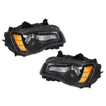 Solid Spare Pair Headlights Headlamps Halogen Black Clear Lens For Chrysler 300 2011-2014