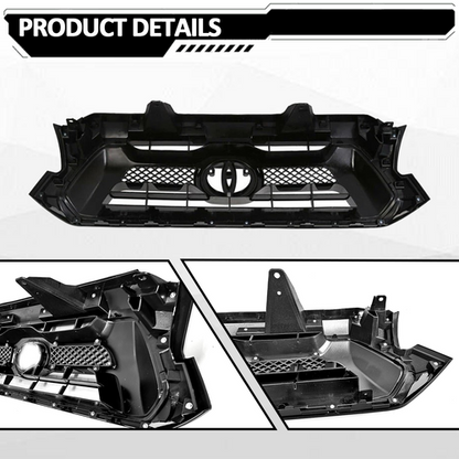 For 2012 2013 2014 2015 Toyota Tacoma Front Bumper Gloss Black Grille Grill