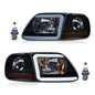 Solid Spare LED Tube Headlights & Corner Parking Lights Smoke Fit For 97-04 F150 Expedition