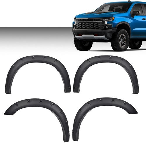 Solid Spare Fit For 2019-2024 Ram 2500 3500 Pocket Rivet Fender Flares Smooth Black