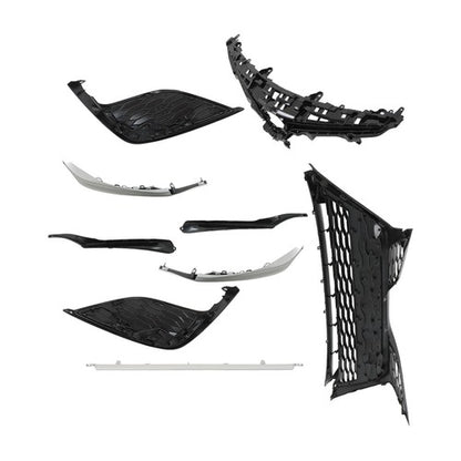Solid Spare For Toyota Camry SE 2021 2022 2023 Front Upper And Lower Bumper Grilles 9Pcs
