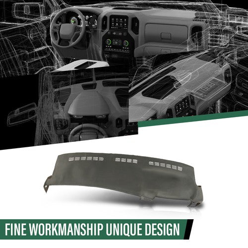 Solid Spare Fit For 99-06 Silverado Sierra TPE Dash Board Cover Dashboard Overlay Gray