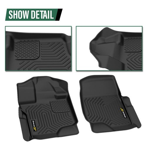 Solid Spare Fit For 2015-2025 Ford F-150 Super Crew Cab TPE Front Row Floor Mats Liners