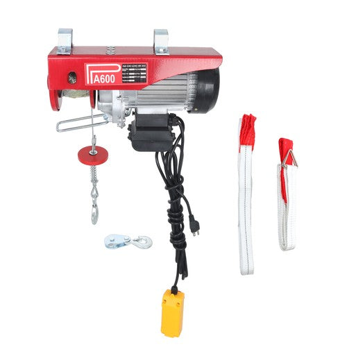 Solid Spare 1320lbs Mini Electric Hoist 14ft Wired Remote Control 1150W 20-40ft Height 110V