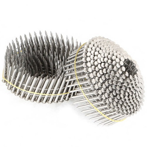 Solid Spare 15 Degree Wire Coil 1-1/2” ×.09” Ring Shank Stainless Steel Siding Nails 1200Pcs