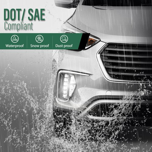 Solid Spare LED Fog Lights Driving Lamps w/ Bezel Fit For 2017-2019 Hyundai Santa Fe 7 Seats