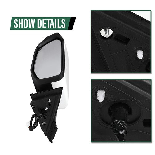 Solid Spare Fit For 16-2021 Honda Civic LX DX Left Side 3 Pin Manual Fold Power Mirror White