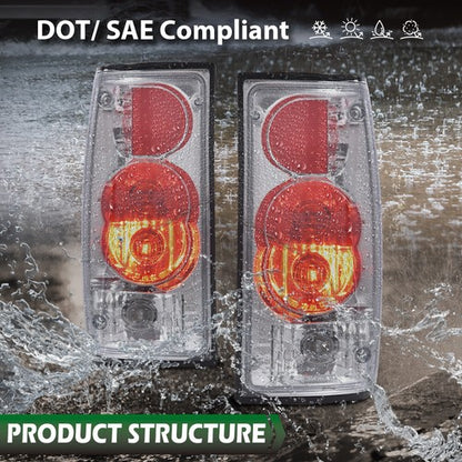 Solid Spare Fit For 1989-1995 Toyota Pickup Red/Chrome Tail Lights Brake Lamps Left+Right