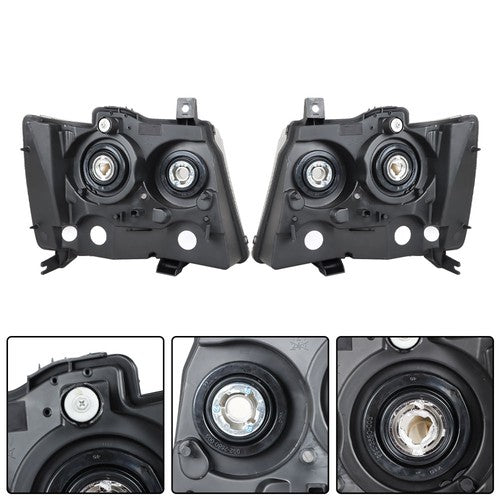 Solid Spare Chrome New For Chevy Avalanche/Suburban/Tahoe 2007-2014 Halogen Pair Headlights