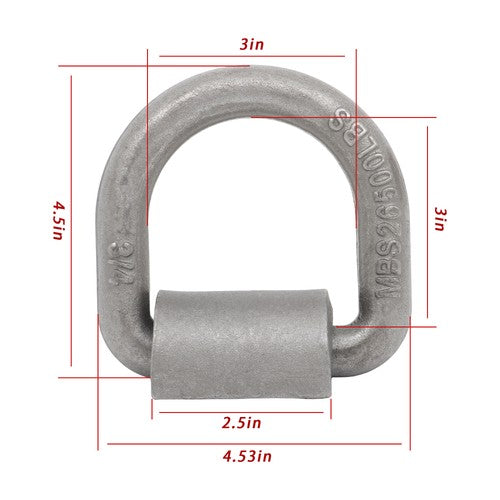 Solid Spare 4 Pack 3/4" Weld On Forged D Ring with Welding Clip 26,500lbs Fracture Strength