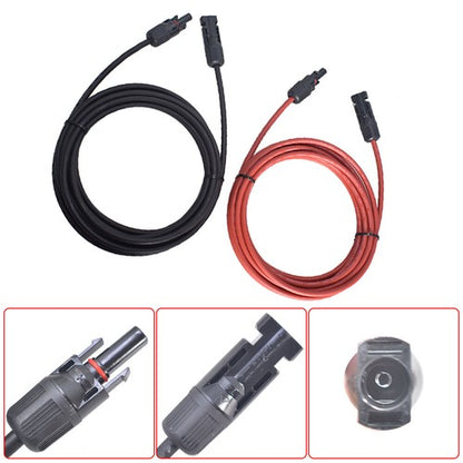 Solid Spare 1 Pair 12AWG 15ft Black+Red Solar Panel Extension Cable Wire Connector