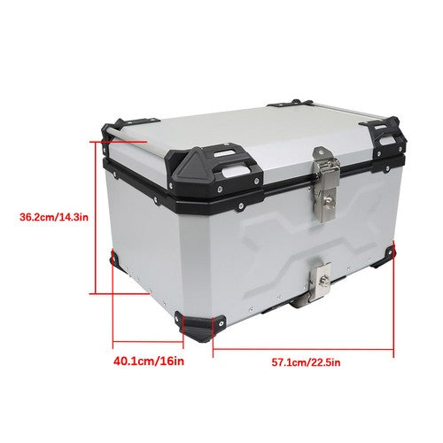 Solid Spare Silver Motorcycle Aluminum Trunk Rear Top Case Luggage Tour Tail Tool Box 65L