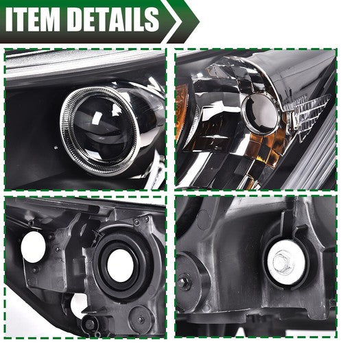 Solid Spare Fit For 2013-2015 Honda Accord Sedan Black Projector Headlight Left Driver Side