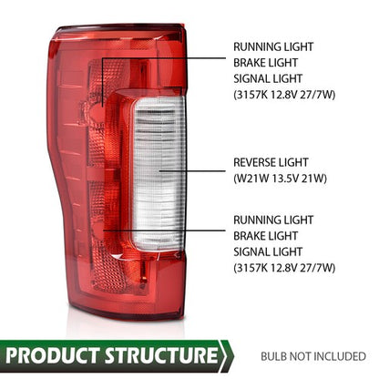Solid Spare Tail Light Brake Lamp Left Driver Side Fit For 17-19 Ford F250 F350 Super Duty