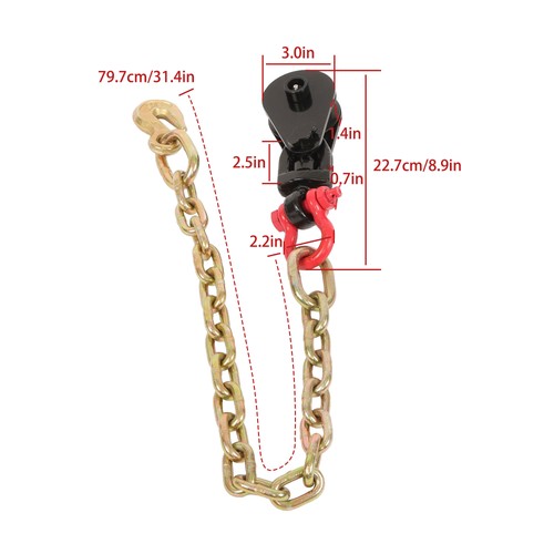 Solid Spare 4PCS 2Tons Snatch Block | 3" Sheave for 3/8" Inch Wire Rope with G70 Chain Black