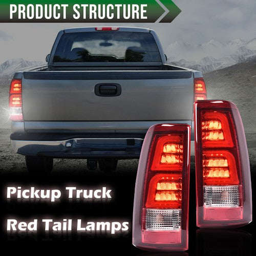 Solid Spare Red LED Tail Lights Fit for 1999-2006 Chevy Silverado 99-02 GMC Sierra 1500 2500