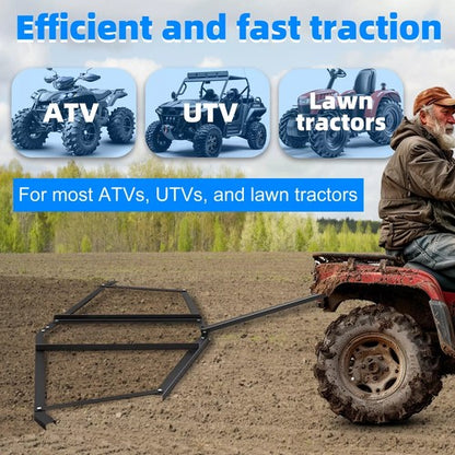 Solid Spare Tow Behind Drag Harrow for ATV UTV And Garden Lawn Tractor with 72" Width