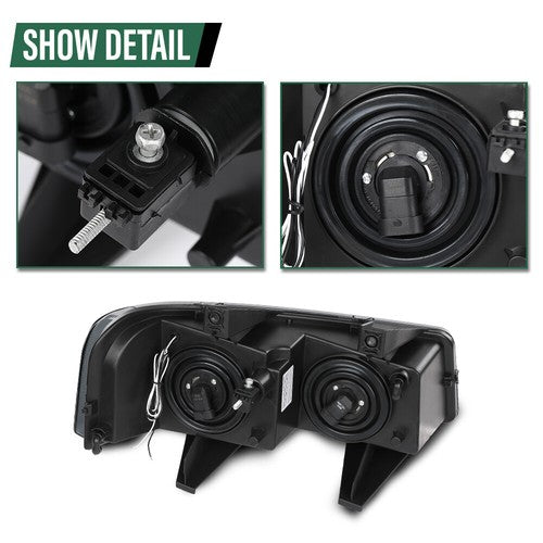 Solid Spare LED DRL Headlights Smoke Fit For 03-23 Chevrolet Express GMC Savana Van