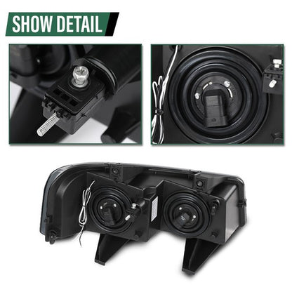 Solid Spare LED DRL Headlights Smoke Fit For 03-23 Chevrolet Express GMC Savana Van