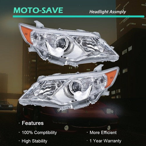 Solid Spare Front Headlights Assembly Fit For Toyota Camry 2012-2014 LH + RH Pair Clear Lens