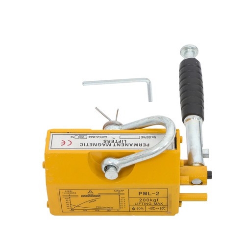Solid Spare 440lbs/200kg Permanent Magnetic Lifter 2.5 Safety Factor Lifting Magnet Yellow