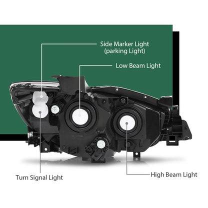 Solid Spare Halogen Projector Headlights Assembly Fit For 2013-2016 Mazda CX-5 Left Side