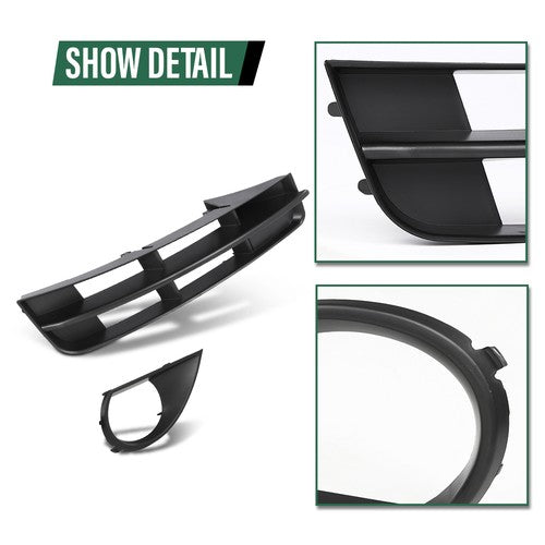 Solid Spare Fit For 10-15 Audi Q7 Standard Front Bumper Lower Fog Light Grille Covers Trim