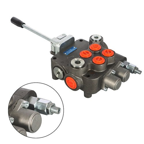 Solid Spare 21GPM 2 Spool w/conversion plug Hydraulic Directional Control Valve w/Joystick