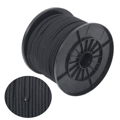 Solid Spare 3/16 inch Black Polypro Rope 500 Feet Hollow Braid Tensile Strength 750 Pounds