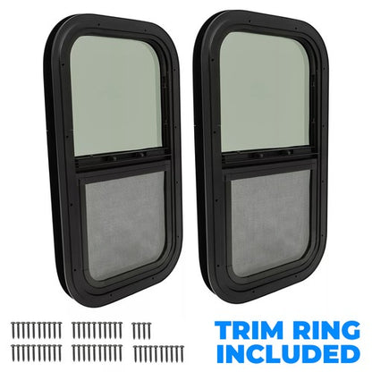 Solid Spare 2 Pack 12 x 22 x1-1/2" Wall Vertical Sliding RV Window Cargo Trailer W/Trim Kit