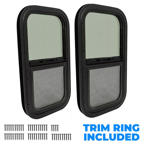 Solid Spare 2 Pack 12 x 22 x1-1/2" Wall Vertical Sliding RV Window Cargo Trailer W/Trim Kit
