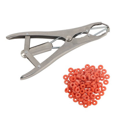 Solid Spare Castration Tail Docker Pliers And 100 Marking Rings For Pigs, Sheep, Animals