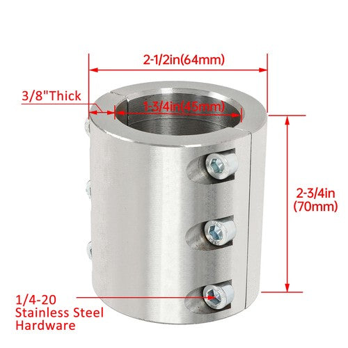 Solid Spare 2PCS Universal 1.75'' 1 3/4‘’ Steel Bolt On Tube Clamps Weld Roll Cage Mount