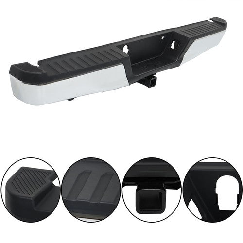 Solid Spare For Ford F-150 2015 2016-2020 Chrome Steel Rear Step Bumper Assembly w/ Max Tow