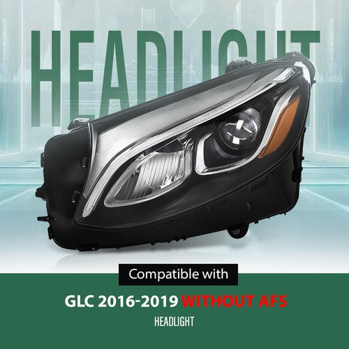 Solid Spare Fit For 2016-2019 Mercedes Benz GLC-Class LED Headlight w/o AFS Left Side LH