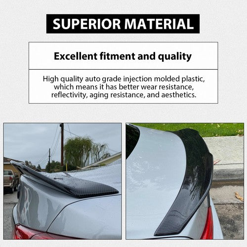 Solid Spare Rear Trunk Spoiler For 2014-2024 Infiniti Q50 Carbon Fiber Painted PSM STYLE