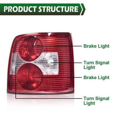 Solid Spare Fit For 2000-2005 Volkswagen Passat B5 Wagon Tail Lights Brake Lamps Left+Right