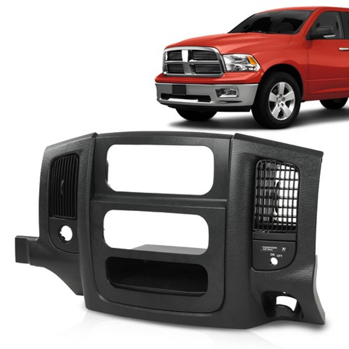 Solid Spare Radio Control A/C Heat Dash Bezel Fit For 02-05 Dodge Ram 1500 2500 3500 Black