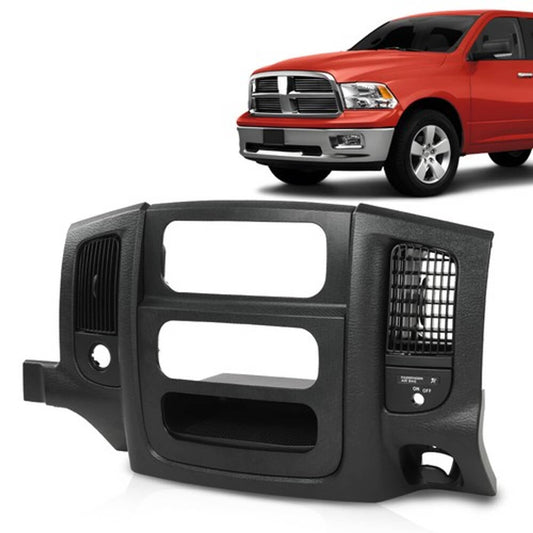Solid Spare Radio Control A/C Heat Dash Bezel Fit For 02-05 Dodge Ram 1500 2500 3500 Black