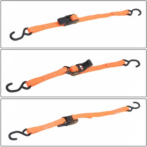 Solid Spare 2 Pack Ratchet Strap Polyester Orange Fracture Strength 2400lbs 1in*4ft S Hooks