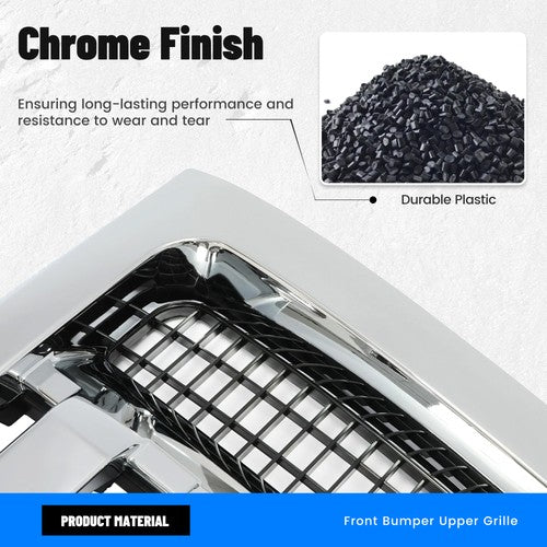 Solid Spare For 2009-2012 13 14 Ford F-150 F150 XLT Front Upper Bumper Grille Grill Chrome
