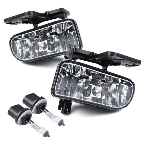 Solid Spare Fit For 99-02 Chevy Silverado/00-06 Suburban Black Clear Headlights + Fog Lights